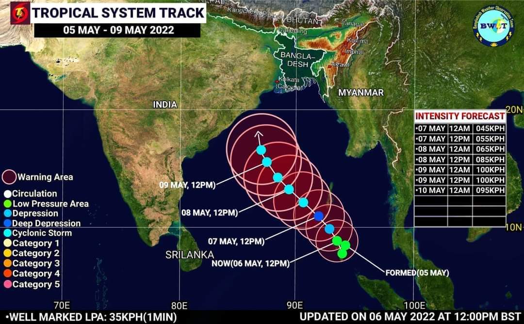 ভারতের আন্দামান সাগরে সৃষ্টির পথে এই মৌসুমের প্রথম সাইক্লোন “অশনি”