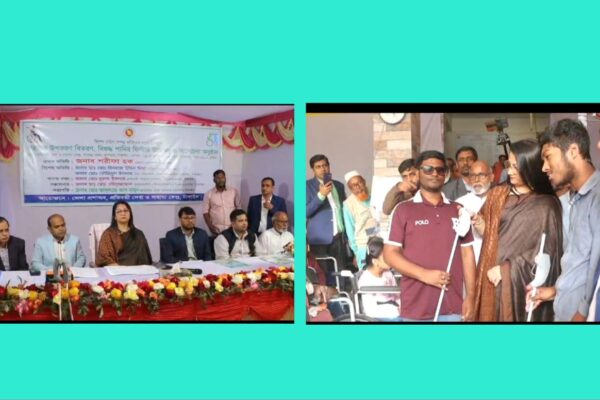 টাঙ্গাইলে বিশেষ চাহিদা সম্পূর্ণ ব্যক্তিদের মাঝে সাদাছড়ি ও হুইল চেয়ার বিতরণ